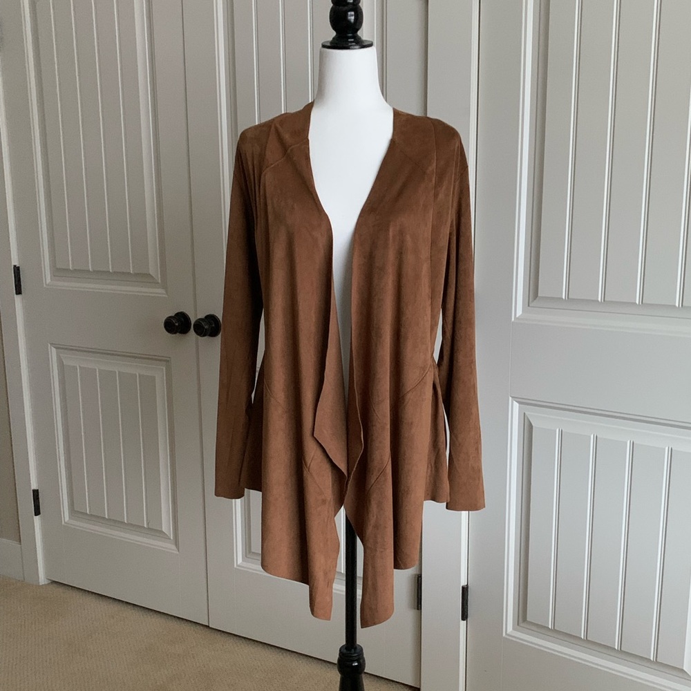 Faux Suede Drop front Jacket